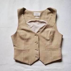 Wilfred Beige Houndstooth Buttoned Vest